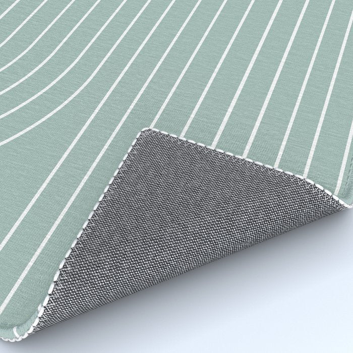 Minimal Line Curvature VII Sage Green Mid Century Modern Arch Abstract Rug Gallery Image 4