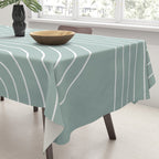 Minimal Line Curvature VII Sage Green Mid Century Modern Arch Abstract Tablecloth Gallery Image 3