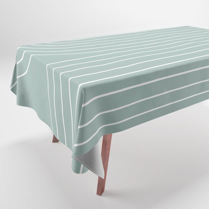 Minimal Line Curvature VII Sage Green Mid Century Modern Arch Abstract Tablecloth Gallery Image 1