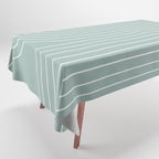 Minimal Line Curvature VII Sage Green Mid Century Modern Arch Abstract Tablecloth Gallery Image 1