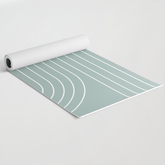 Minimal Line Curvature VII Sage Green Mid Century Modern Arch Abstract Yoga Mat Gallery Image 2
