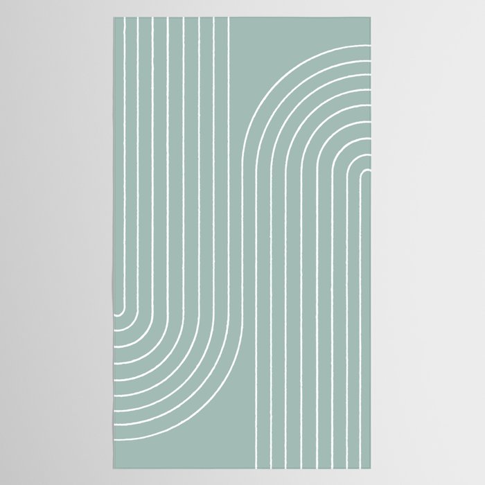 Minimal Line Curvature VII Sage Green Mid Century Modern Arch Abstract Tablecloth Gallery Image 2