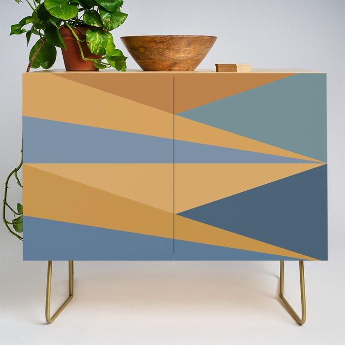 Geometric Triangles IX Blue and Orange Credenza Gallery Image 1