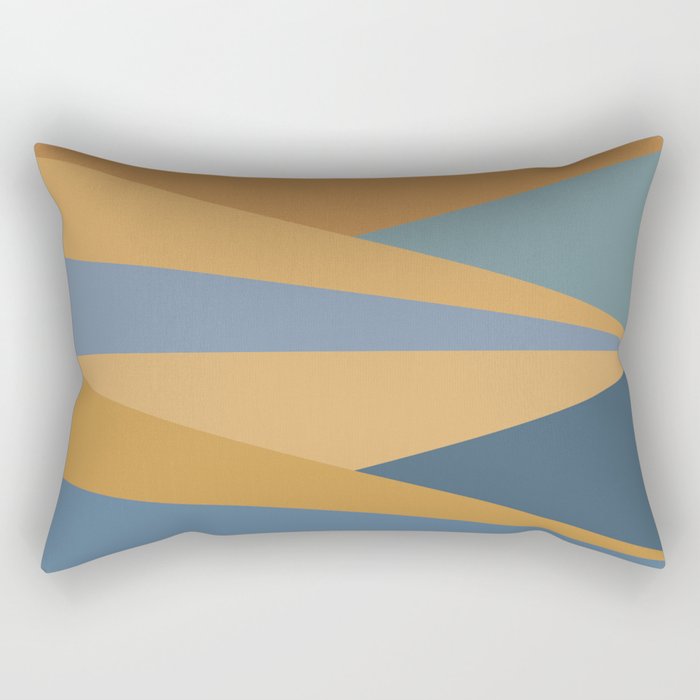Geometric Triangles IX Blue and Orange Rectangular Pillow Gallery Image 2