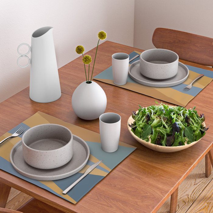 Geometric Triangles IX Blue and Orange Placemat Gallery Image 2