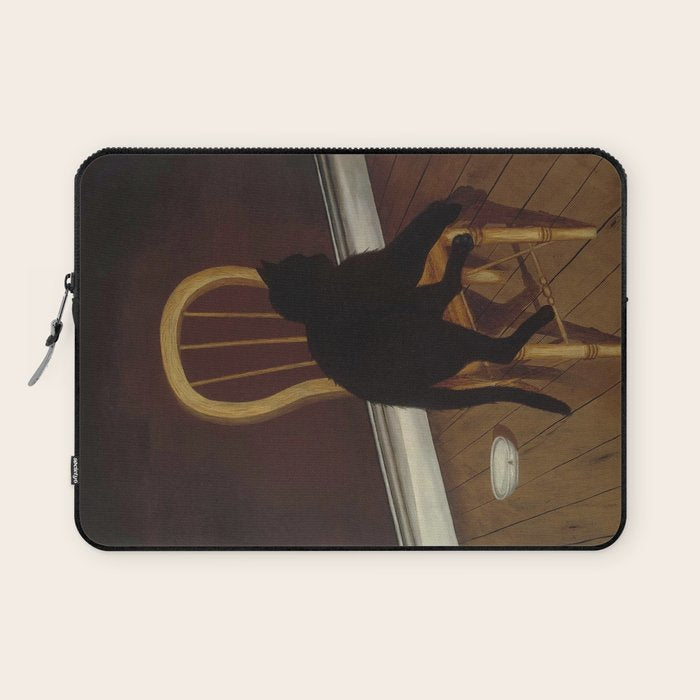 Black Cat on a Chair - Andrew L. von Wittkamp 1850-1875 Laptop Sleeve Gallery Image 1