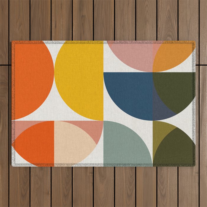 abstract geometry color 4 Outdoor Rug Gallery Image 1