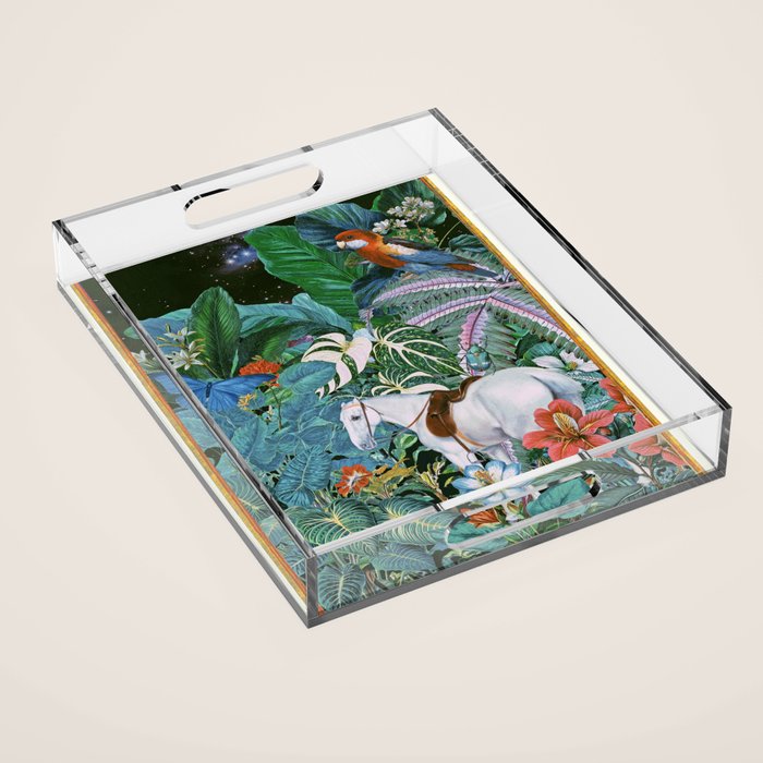 Botania I - Tropical Vintage Style Botanical Collage Acrylic Tray Gallery Image 1