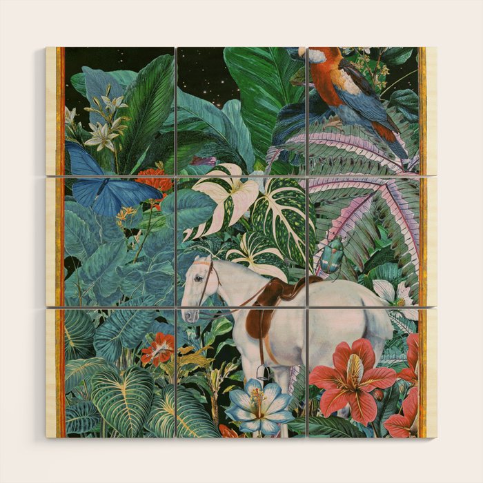 Botania I - Tropical Vintage Style Botanical Collage Wood Wall Art Gallery Image 1