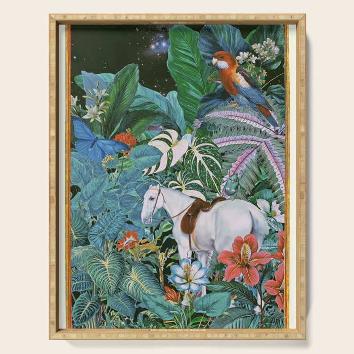 Botania I - Tropical Vintage Style Botanical Collage Serving Tray Gallery Image 1