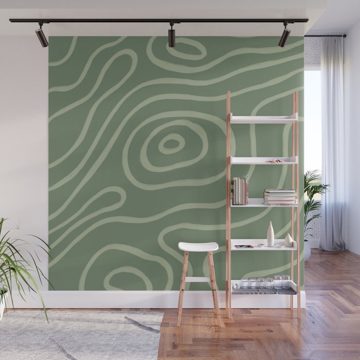 Topographic Map / Grayish Green Wall Mural Gallery Image 1