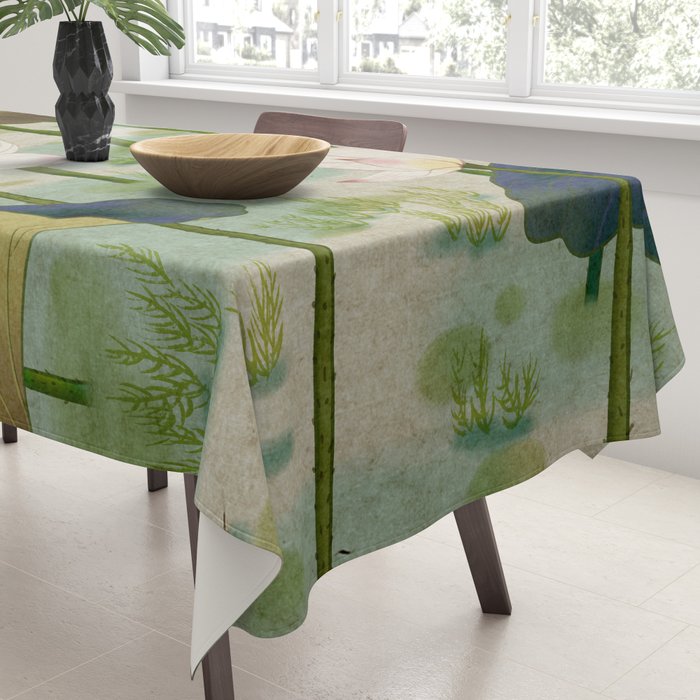 Lotus flowers B - Minhwa-Korean traditional/folk art Tablecloth Gallery Image 3