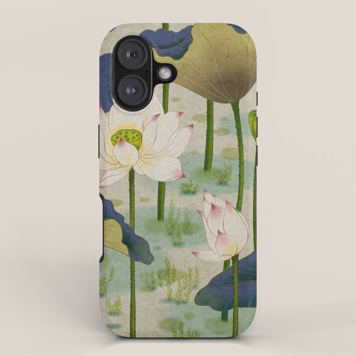 Lotus flowers B - Minhwa-Korean traditional/folk art iPhone Case Gallery Image 1