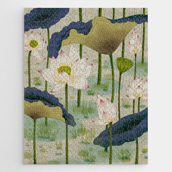 Lotus flowers B - Minhwa-Korean traditional/folk art Jigsaw Puzzle Gallery Image 1