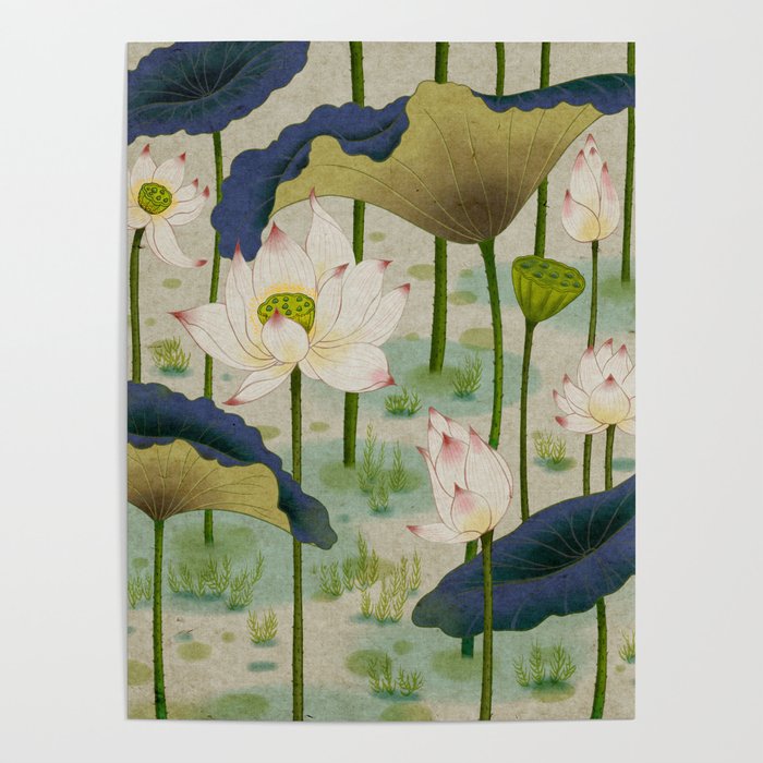 Lotus flowers B - Minhwa-Korean traditional/folk art Poster Gallery Image 4