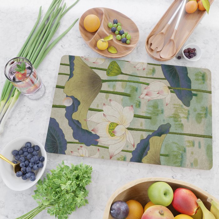 Lotus flowers B - Minhwa-Korean traditional/folk art Cutting Board Gallery Image 2