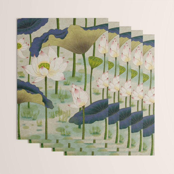 Lotus flowers B - Minhwa-Korean traditional/folk art Wrapping Paper Gallery Image 3