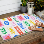 Retro funny sticker quote label pattern Outdoor Rug Gallery Image 2