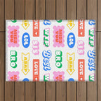 Retro funny sticker quote label pattern Outdoor Rug Gallery Image 1