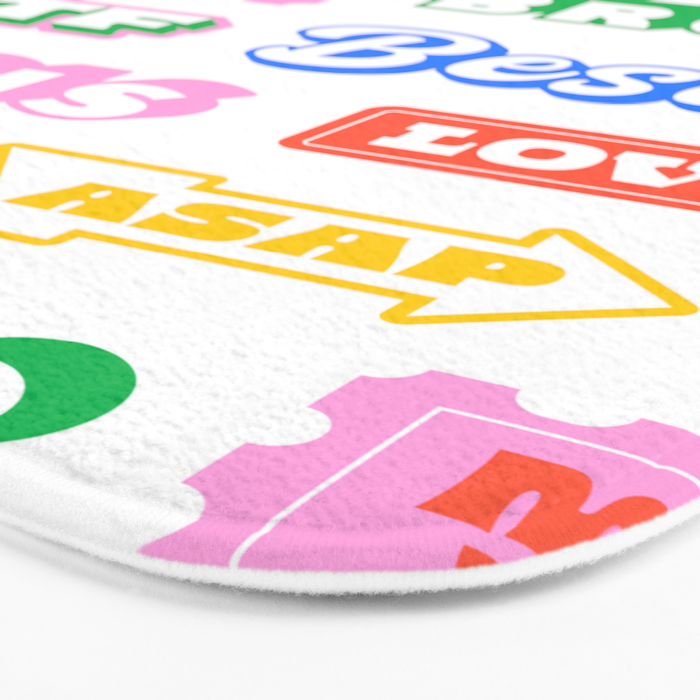Retro funny sticker quote label pattern Bath Mat Gallery Image 3