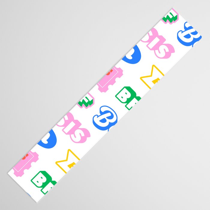 Retro funny sticker quote label pattern Table Runner Gallery Image 3