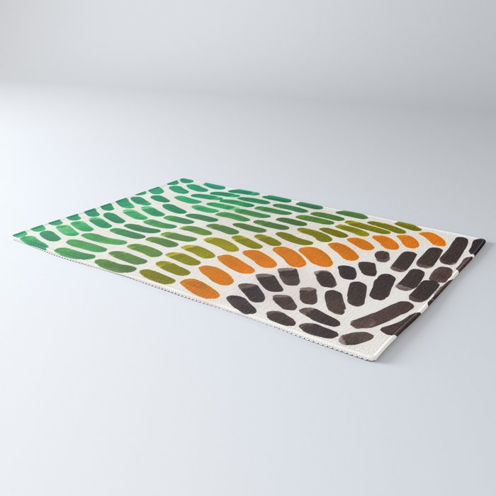 Yellow Teal Green Colorful Watercolor abstract Organic Pattern mid century Modern Minimalist Playful Rug Gallery Image 3