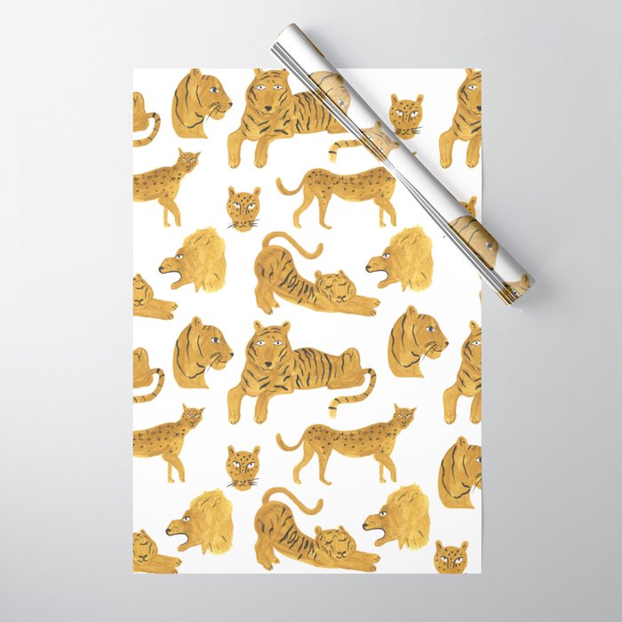 Tiger Lion Cheetah pattern  Wrapping Paper Gallery Image 1