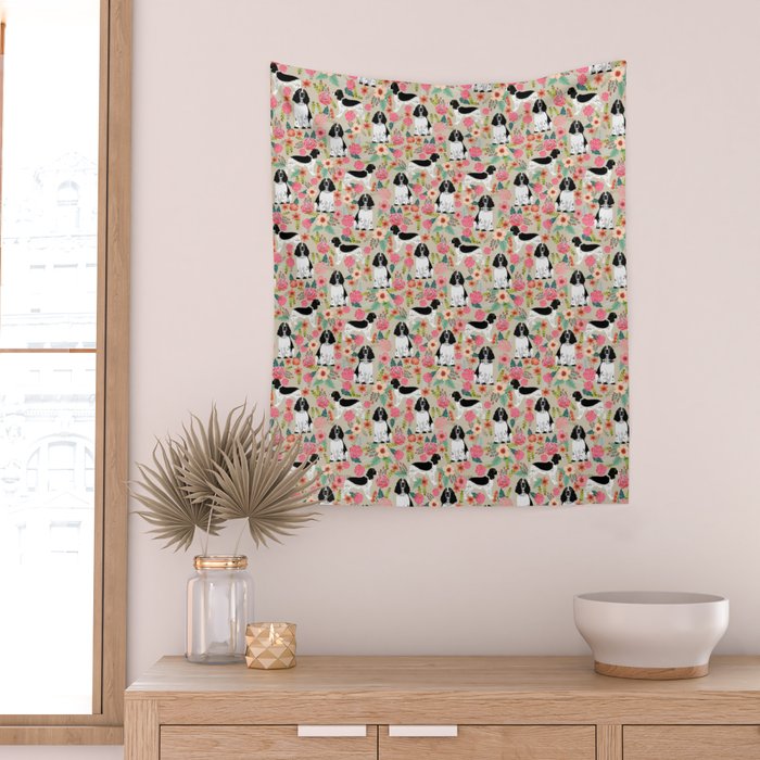 English Springer Spaniel dog breed florals dog gifts for dog lovers dog breeds Wall Tapestry Gallery Image 2