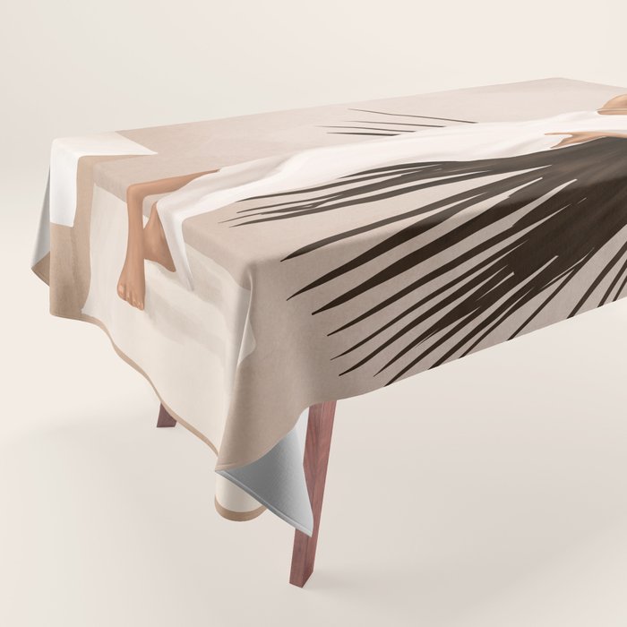 Minimal Woman with a Palm Leaf Tablecloth Gallery Image 1