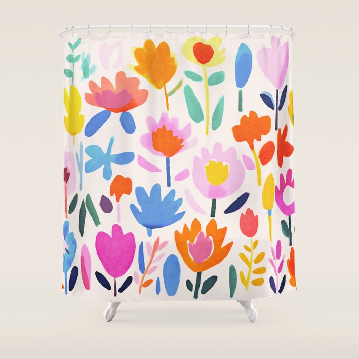 Multicolor Groovy Matisse Summer Flower Garden Shower Curtain Gallery Image 1