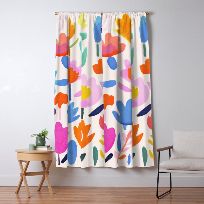 Multicolor Groovy Matisse Summer Flower Garden Window Curtain Gallery Image 5