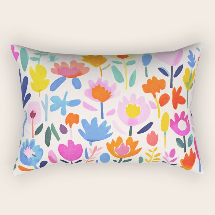 Multicolor Groovy Matisse Summer Flower Garden Rectangular Pillow Gallery Image 1