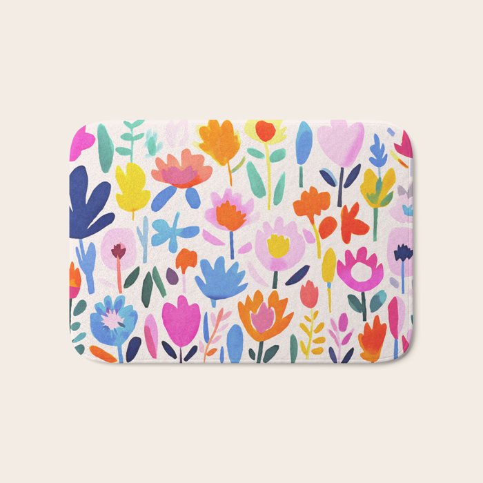 Multicolor Groovy Matisse Summer Flower Garden Bath Mat Gallery Image 1