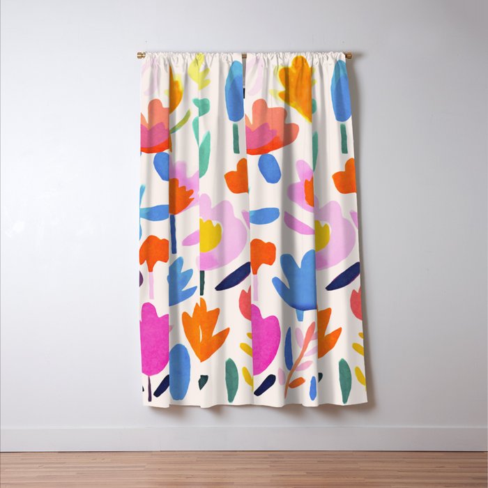 Multicolor Groovy Matisse Summer Flower Garden Window Curtain Gallery Image 3