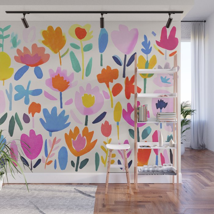 Multicolor Groovy Matisse Summer Flower Garden Wall Mural Gallery Image 1