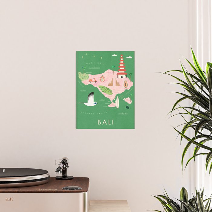 Bali Illustrated Map Poster Gallery Image 2
