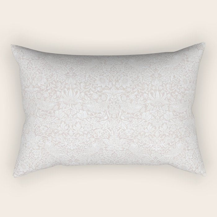 William Morris Pure Strawberry Thief Dove Cream Rectangular Pillow Gallery Image 2