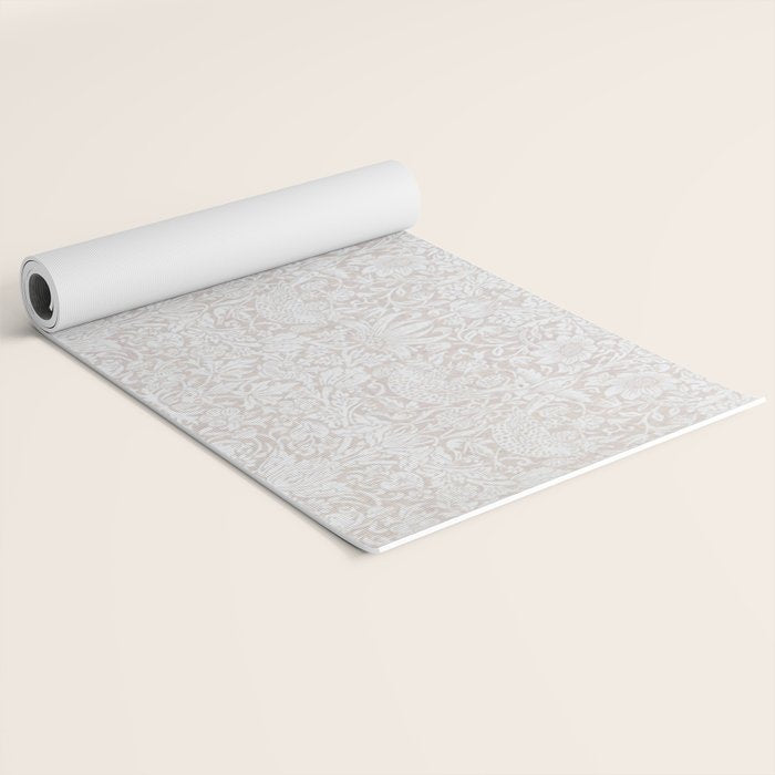 William Morris Pure Strawberry Thief Dove Cream Yoga Mat Gallery Image 2