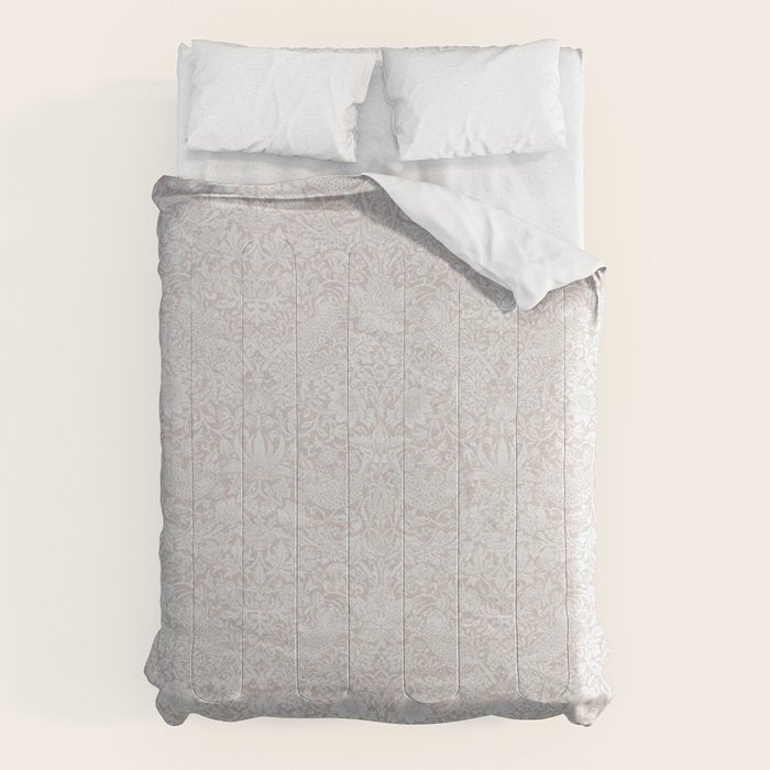 William Morris Pure Strawberry Thief Dove Cream Comforter Gallery Image 1