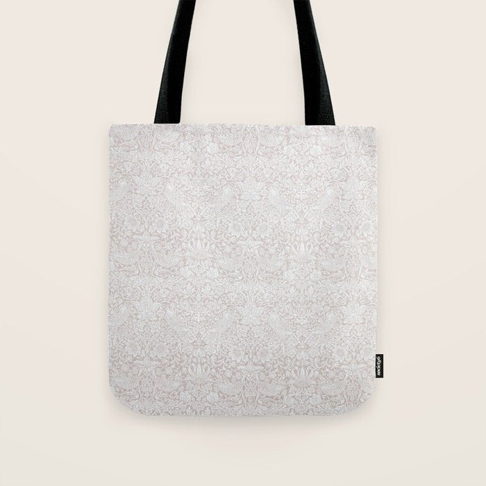 William Morris Pure Strawberry Thief Dove Cream Tote Bag Gallery Image 1