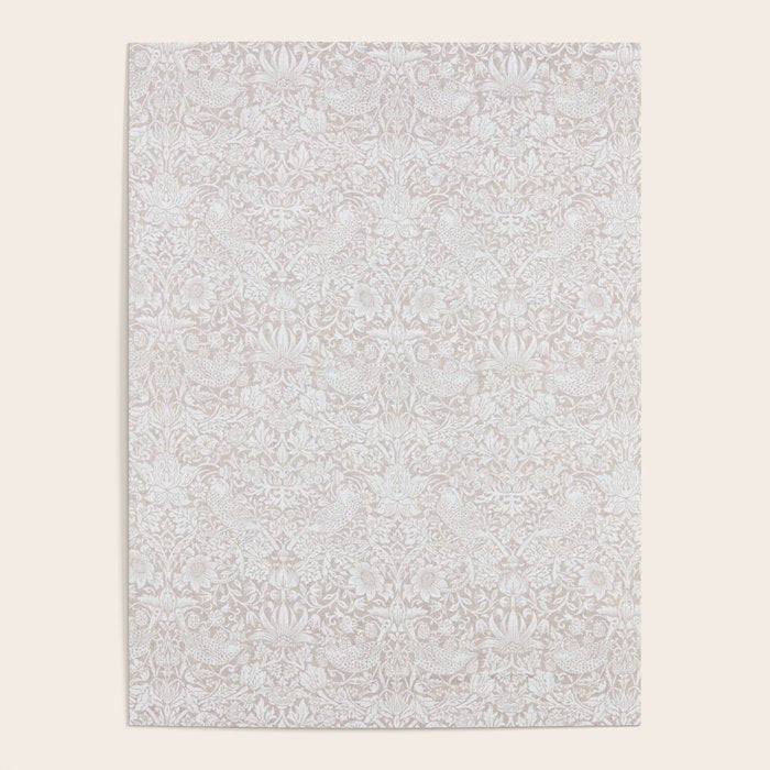 William Morris Pure Strawberry Thief Dove Cream Poster Gallery Image 1