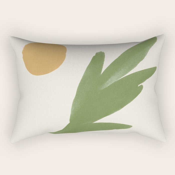 Abstract Painting Botanic 1 - Gold Green Rectangular Pillow Gallery Image 1