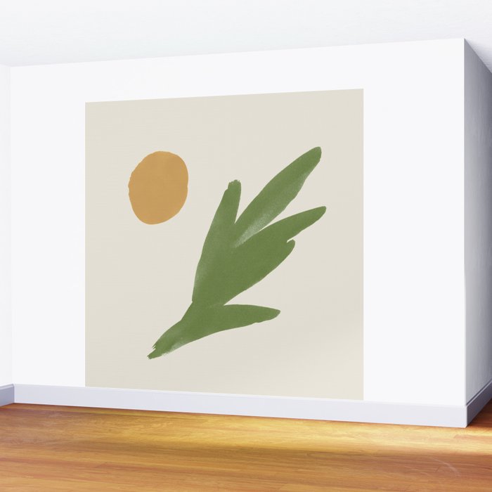 Abstract Painting Botanic 1 - Gold Green Wall Mural Gallery Image 2