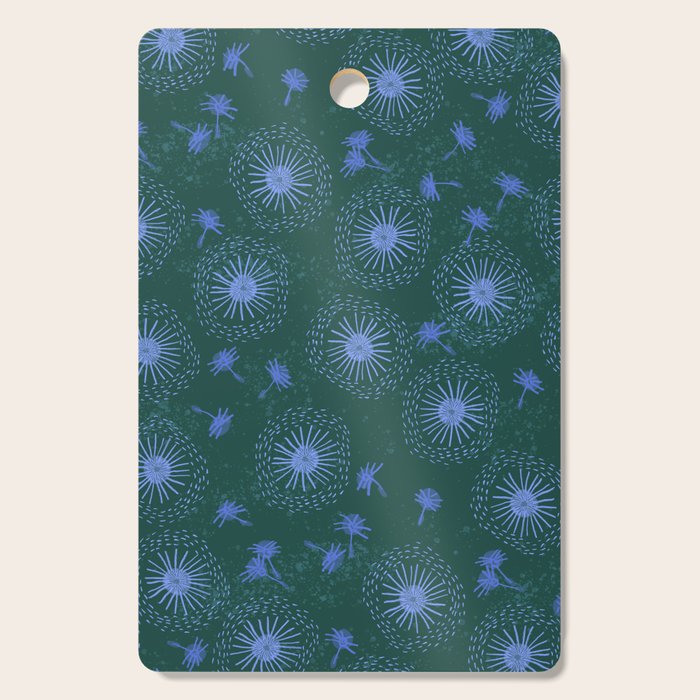 Make A Wish Dandelion Pattern in Forest Green & Blue Cutting Board Gallery Image 1