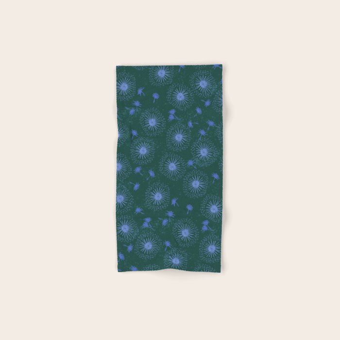 Make A Wish Dandelion Pattern in Forest Green & Blue Bath Towel Gallery Image 1