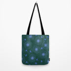 Make A Wish Dandelion Pattern in Forest Green & Blue Tote Bag Gallery Image 2