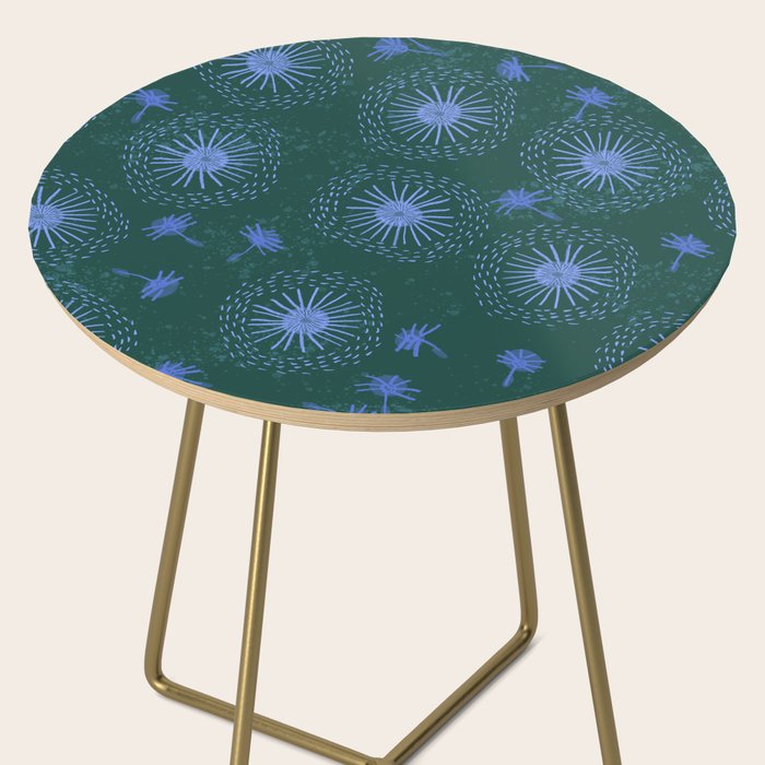 Make A Wish Dandelion Pattern in Forest Green & Blue Side Table Gallery Image 2