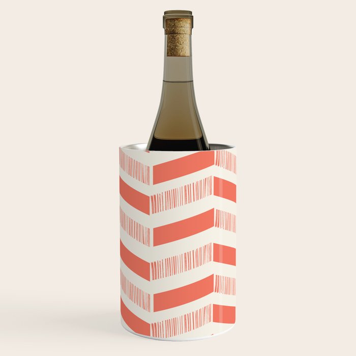 Coral Block And Lines Pattern Wine Chiller Gallery Image 2