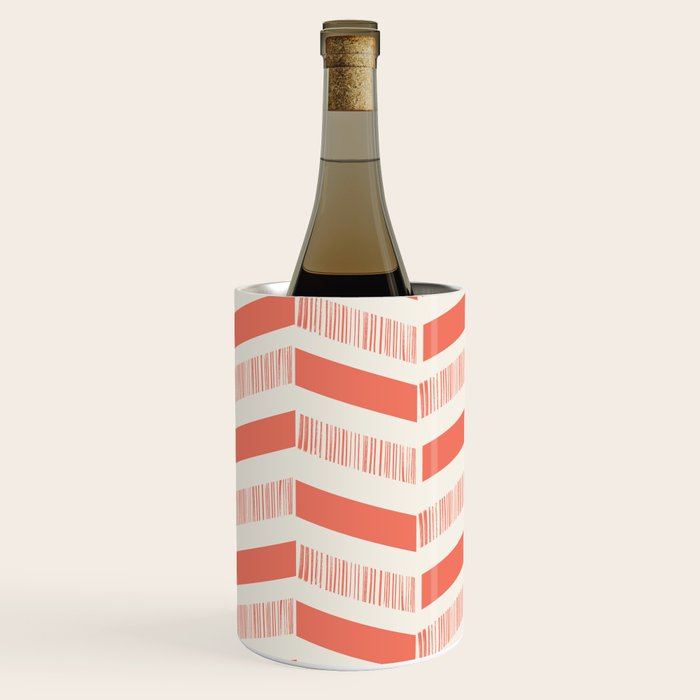 Coral Block And Lines Pattern Wine Chiller Gallery Image 3