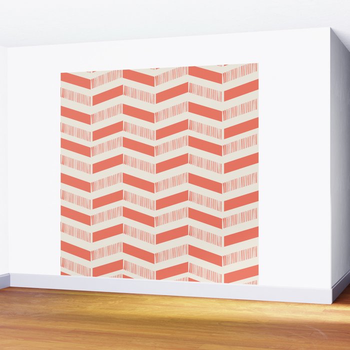 Coral Block And Lines Pattern Wall Mural Gallery Image 2